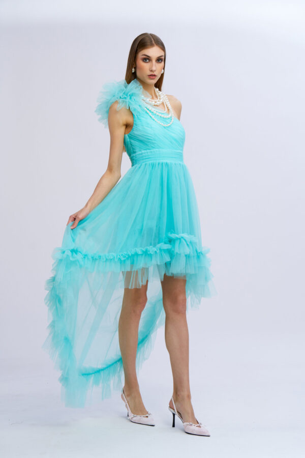 Abito tulle rouches su spalla - immagine 8