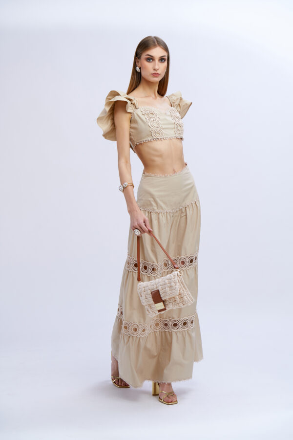 Cotton Top with Lace Inserts