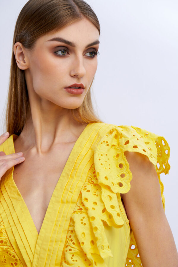 Cotton Sanggallo Dress with Ruffles - Image 3