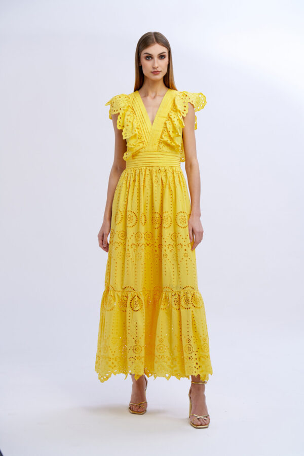 Cotton Sanggallo Dress with Ruffles - Image 4