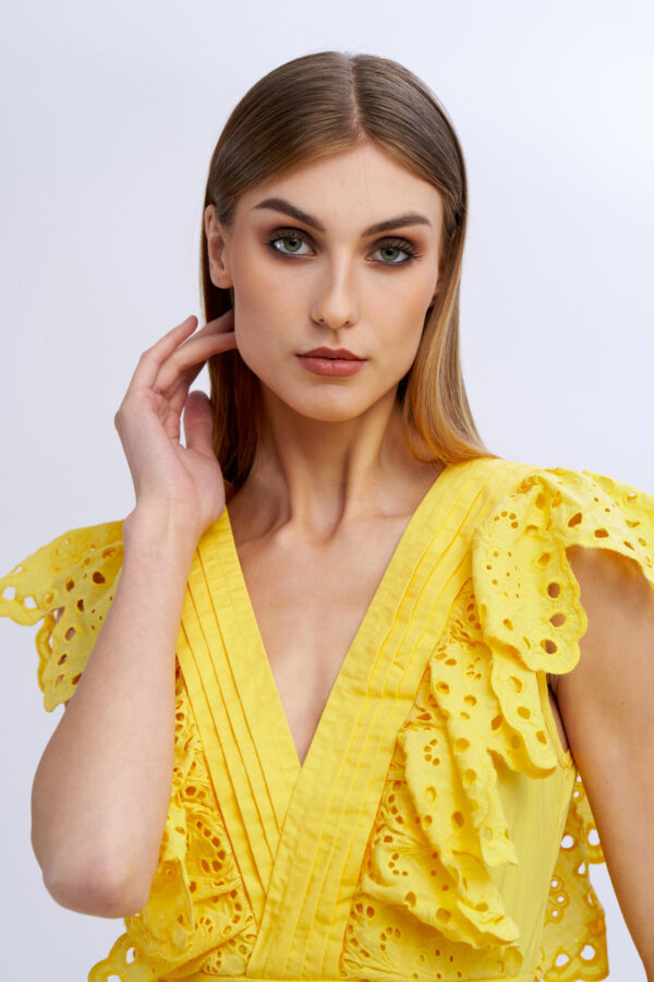 Cotton Sanggallo Dress with Ruffles - Image 5