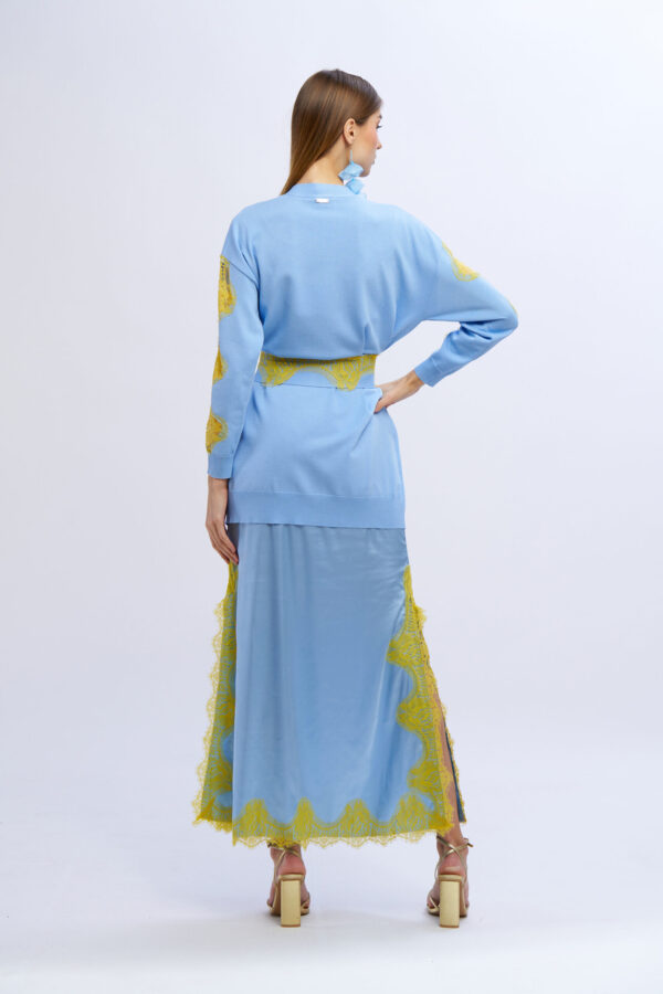 Cardigan lungo con cintura e maniche pizzo - immagine 10