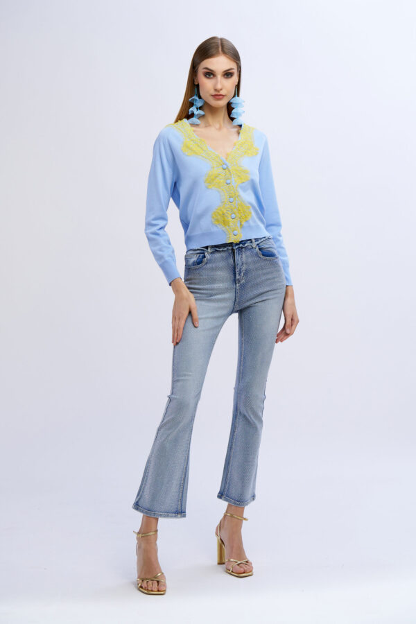 Cardigan V con pizzo