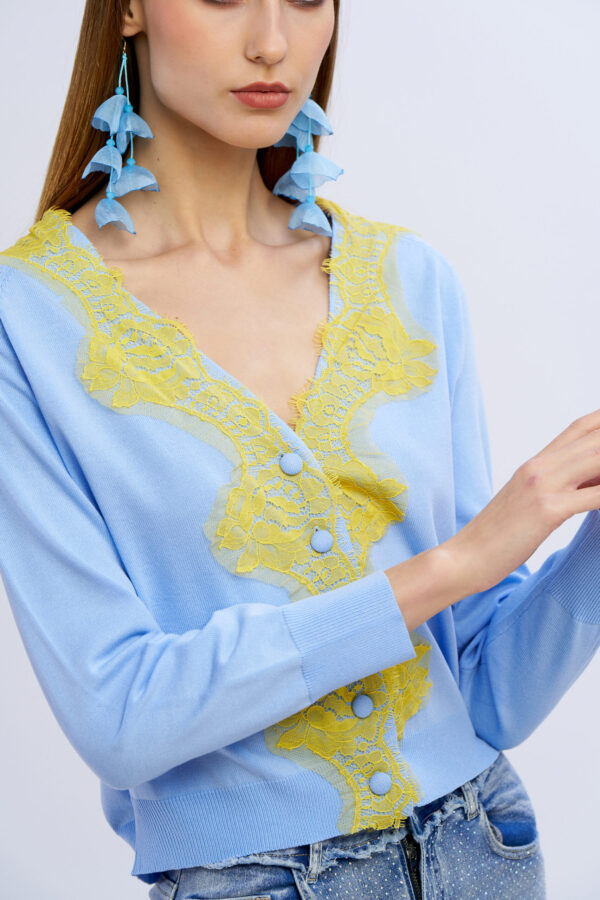 Cardigan V con pizzo - immagine 2
