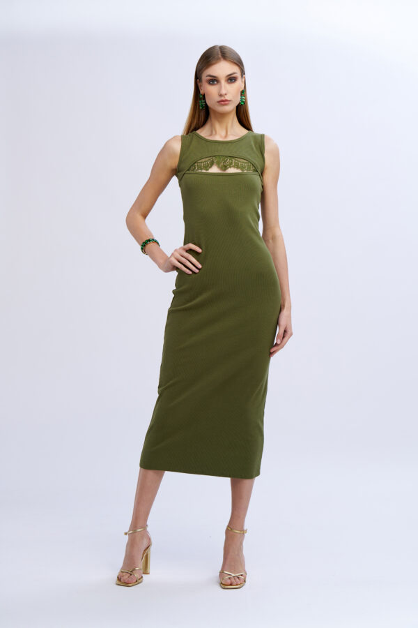 Ribbed Dress with Lace