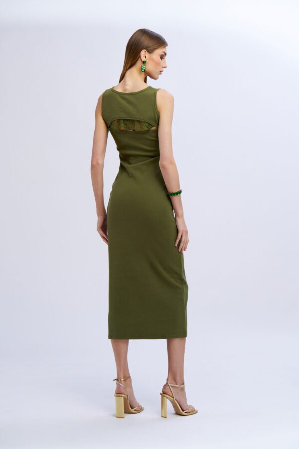 Ribbed Dress with Lace - Image 2
