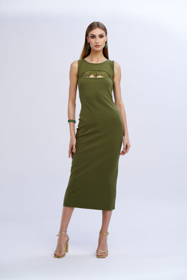 Ribbed Dress with Lace - Image 4