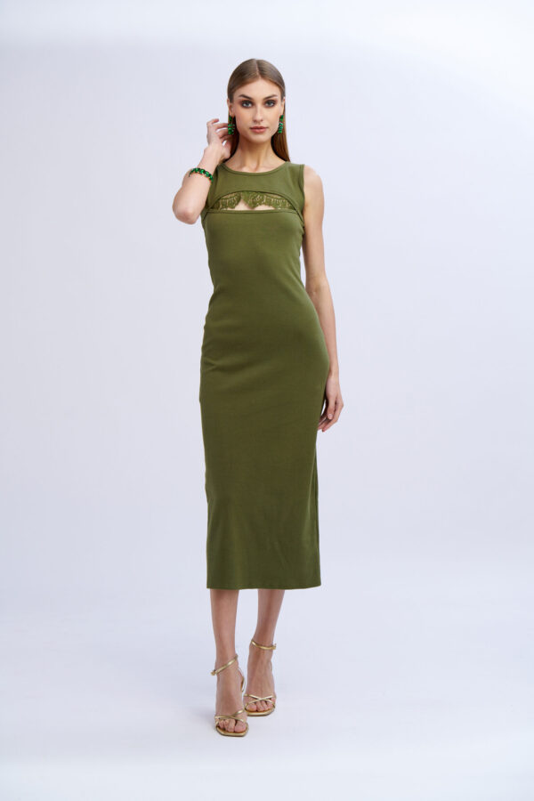 Ribbed Dress with Lace - Image 5