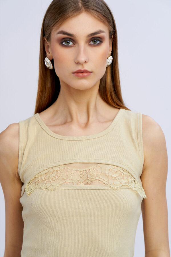 Canotta costina con pizzo - immagine 3
