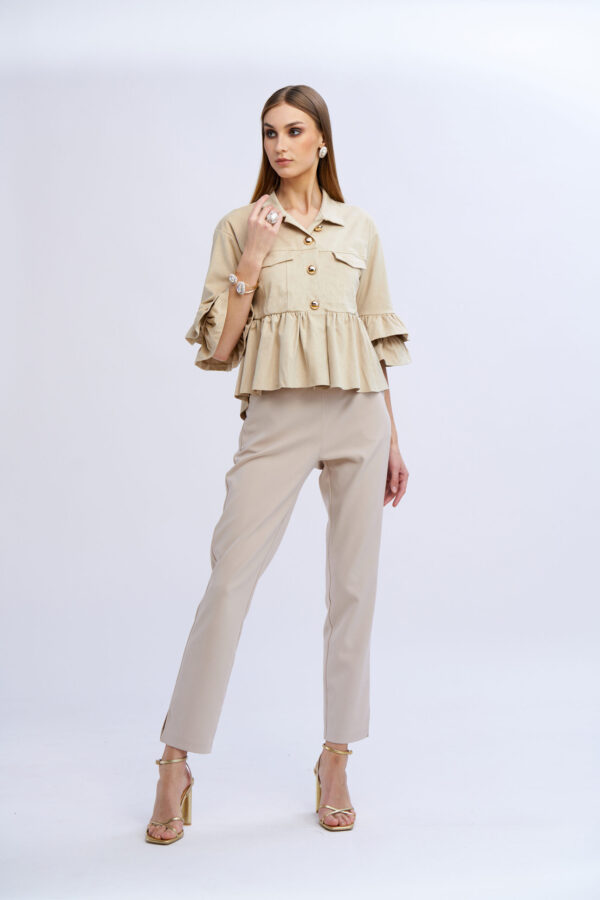 Suede Jacket with Ruffles