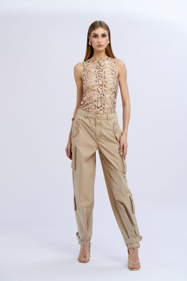 Printed Tank Top with Necklace - Image 4