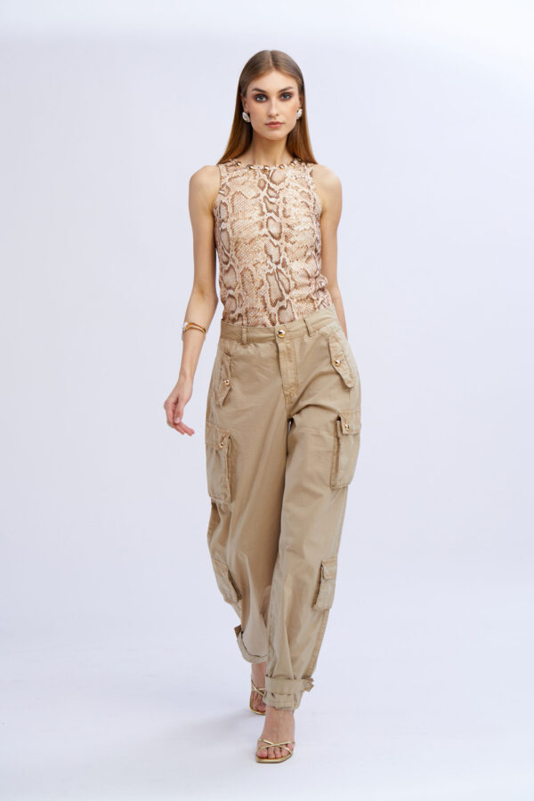 Printed Tank Top with Necklace - Image 5
