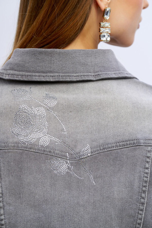 Giubbino jeans diamond roses - immagine 2