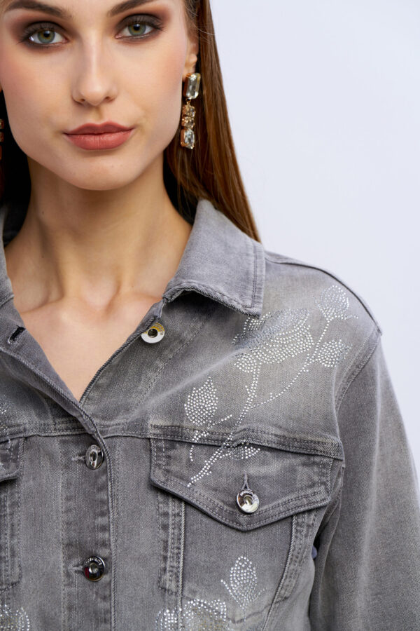 Giubbino jeans diamond roses - immagine 3