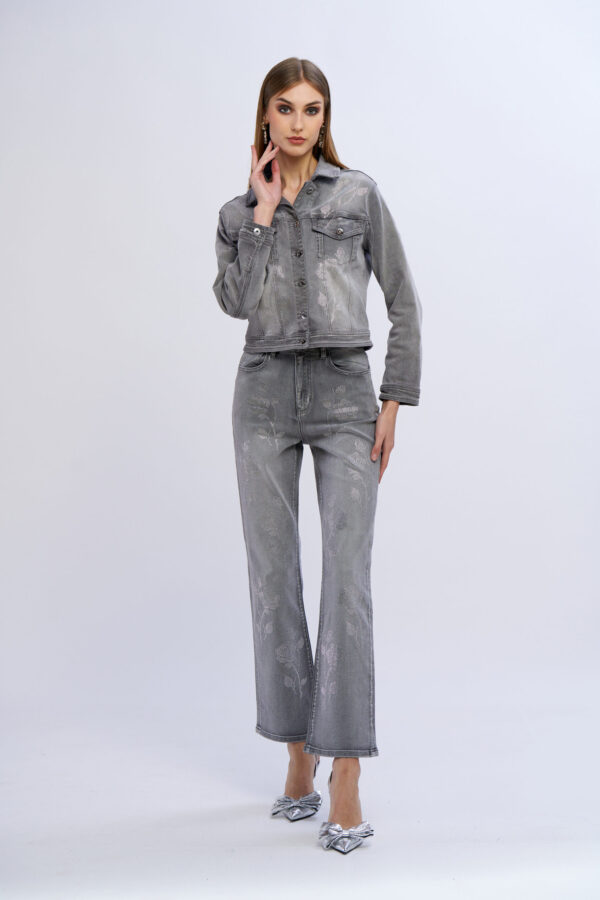 Giubbino jeans diamond roses - immagine 4