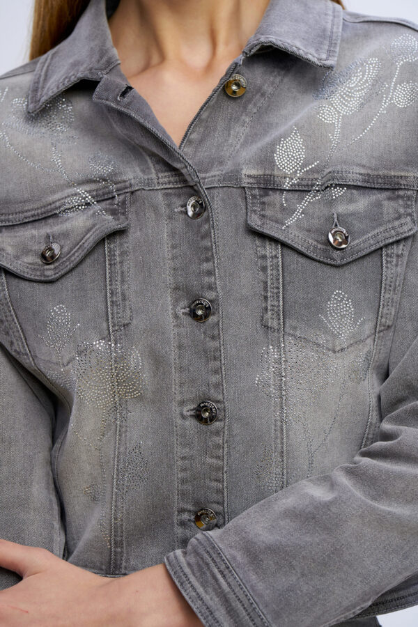 Giubbino jeans diamond roses - immagine 6