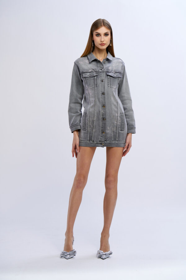 Giubbino jeans lungo diamond roses