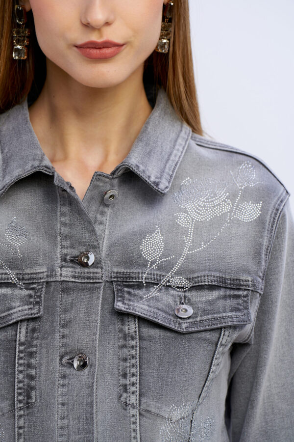Giubbino jeans lungo diamond roses - immagine 5