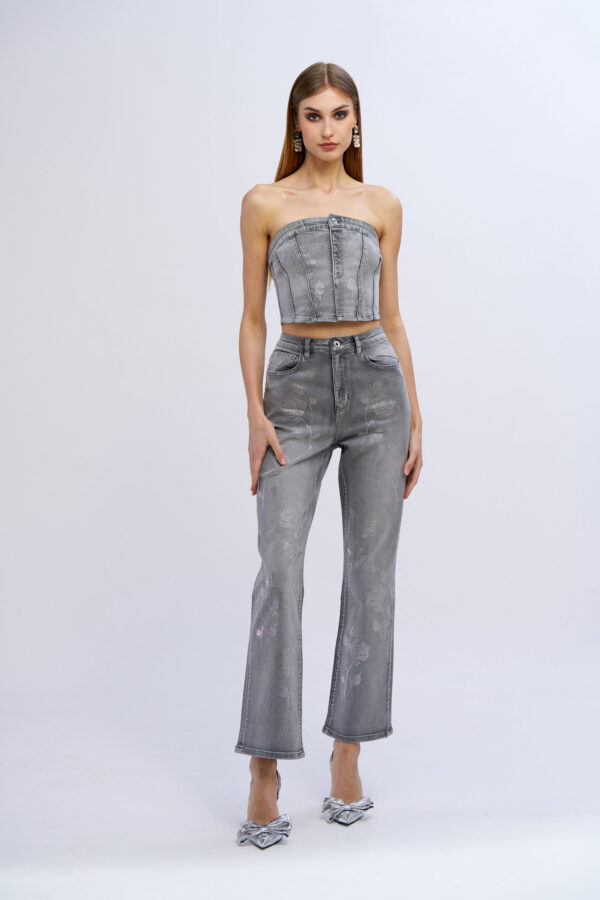 Top jeans diamond roses