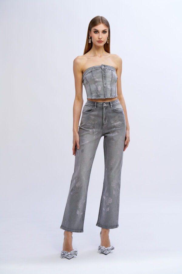 Diamond Roses Denim Top - Image 2