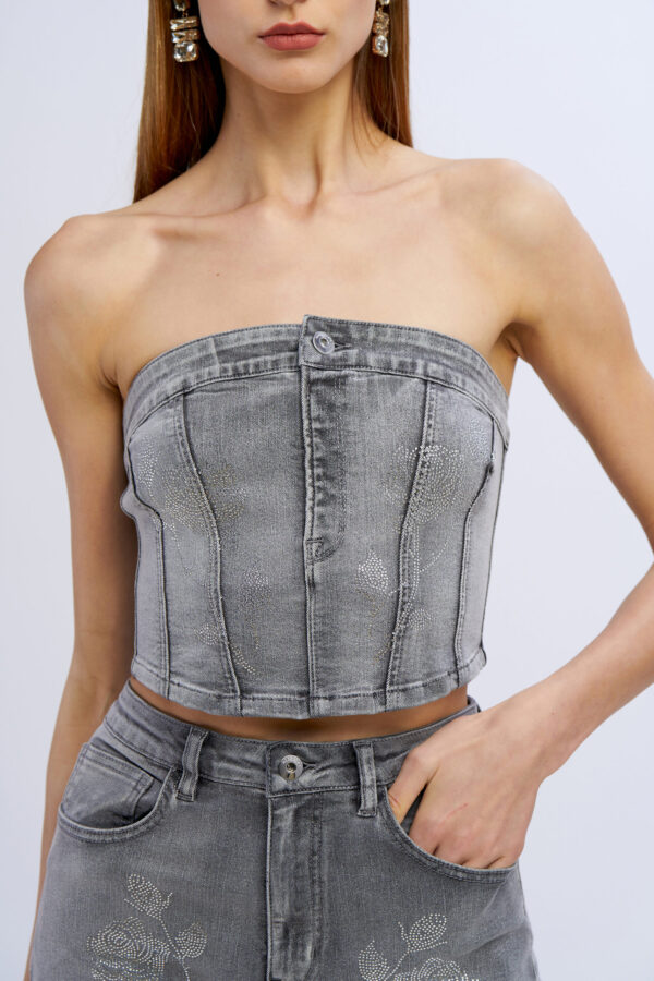 Diamond Roses Denim Top - Image 3