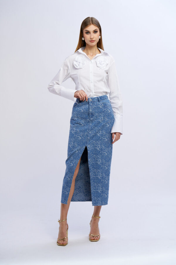 Gonna rosa jacquard