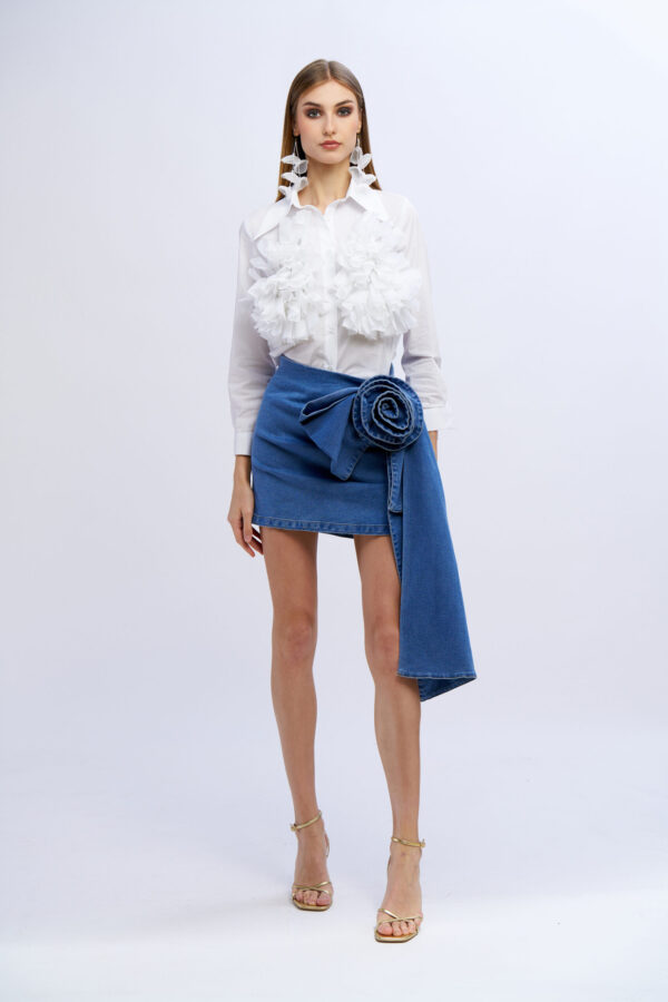 Denim Skirt with Rose - Image 4
