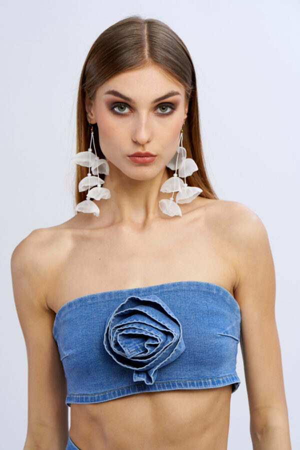 Top jeans con rosa - immagine 3