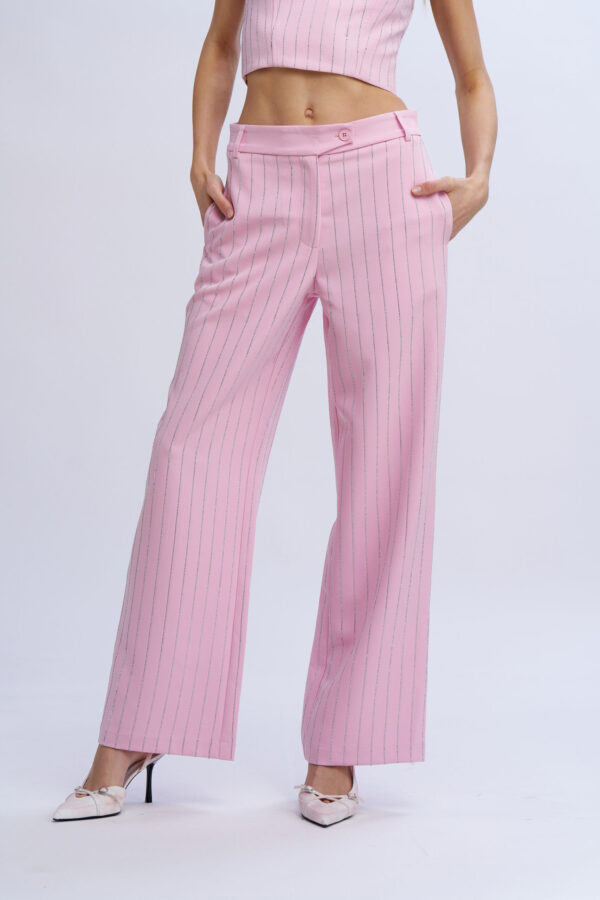 Pinstriped Diamond Palazzo Trousers - Image 3