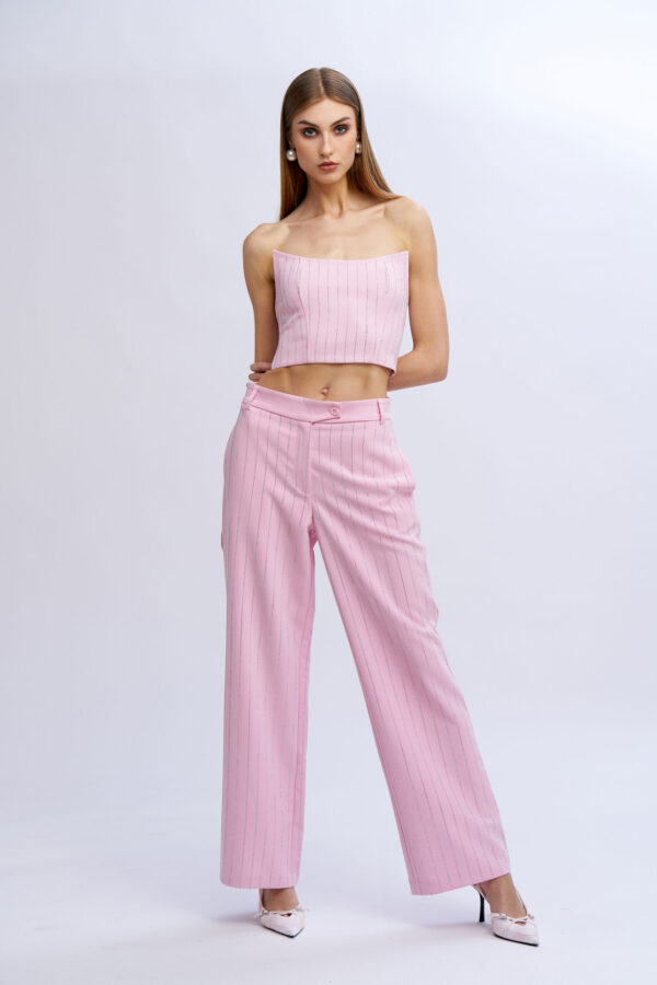 Pinstriped Diamond Palazzo Trousers - Image 5