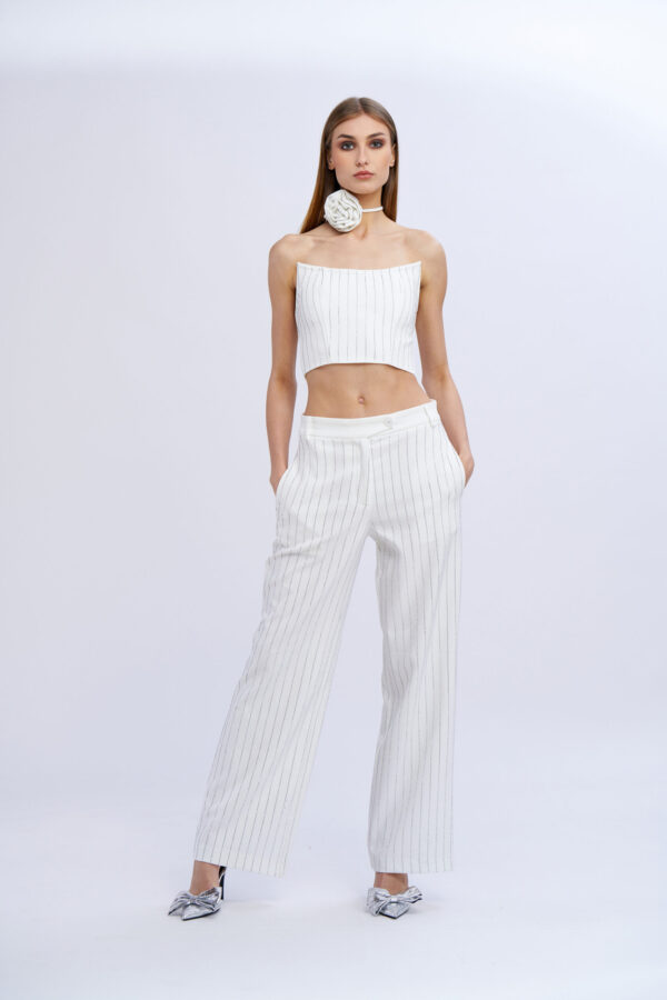 Pinstriped Diamond Palazzo Trousers - Image 7