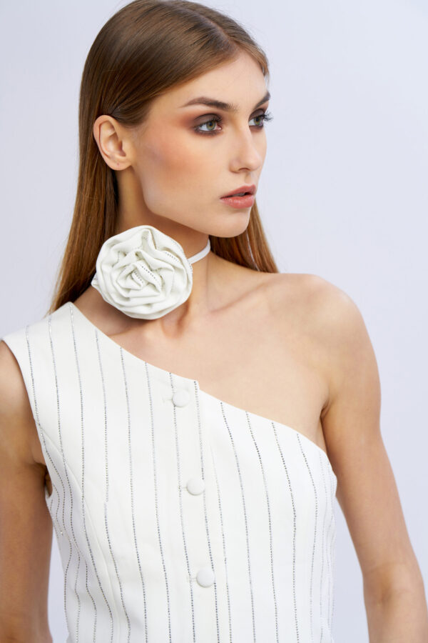 Gilet monospalla gessato diamanti - immagine 6