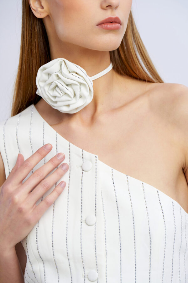 Gilet monospalla gessato diamanti - immagine 7