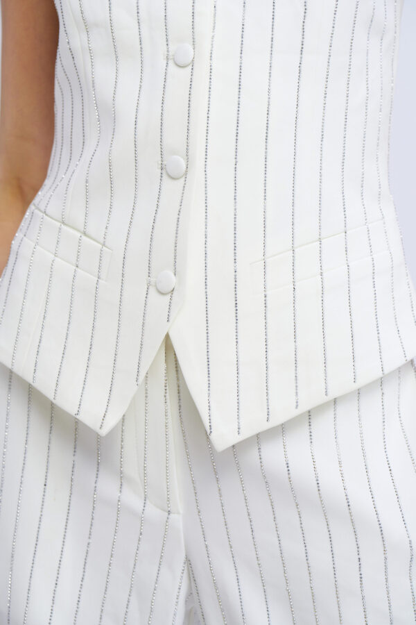 Gilet monospalla gessato diamanti - immagine 8