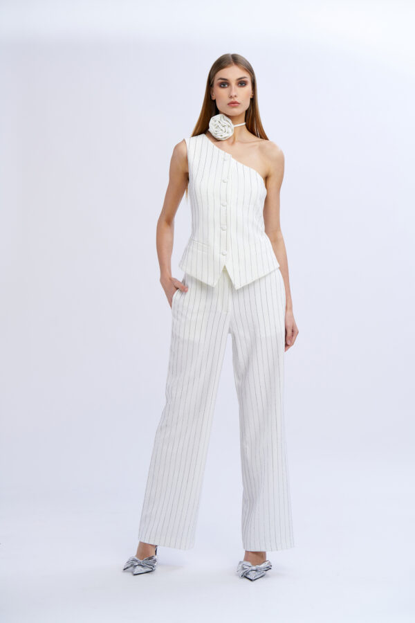 Gilet monospalla gessato diamanti