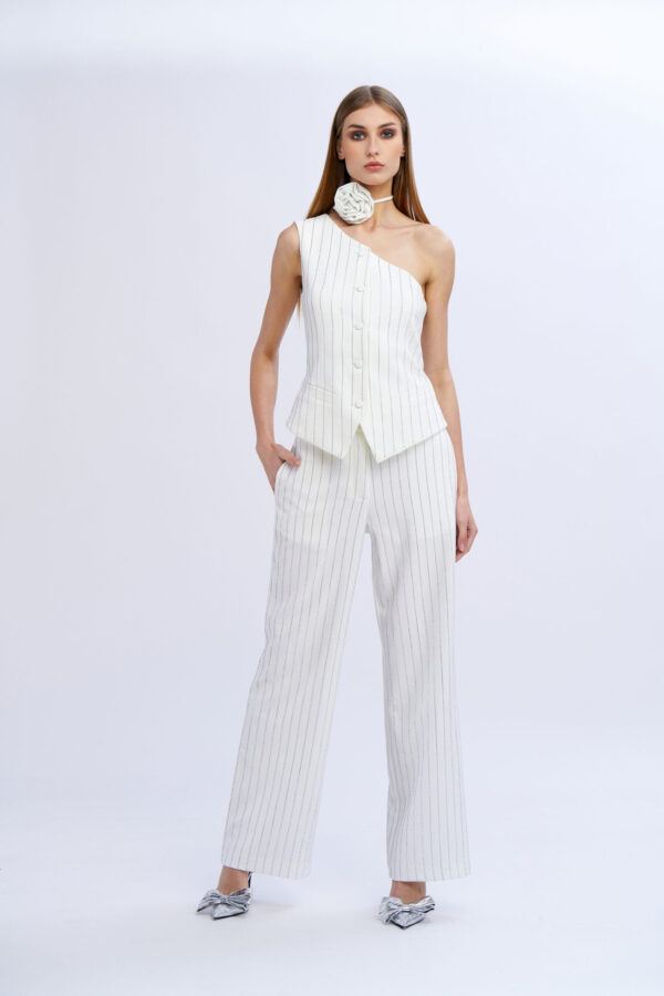 Gilet monospalla gessato diamanti