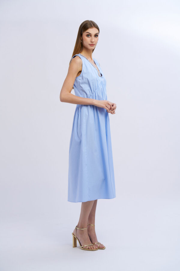 Long Cotton Dress with Neck Tie - Image 4