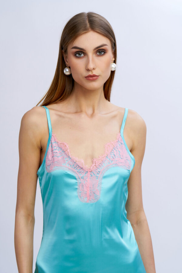 Satin and Lace Dress with Thin Strap - Image 2
