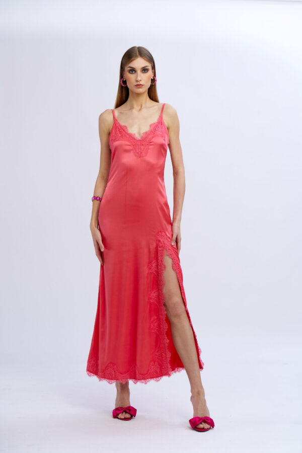 Satin and Lace Dress with Thin Strap - Image 10