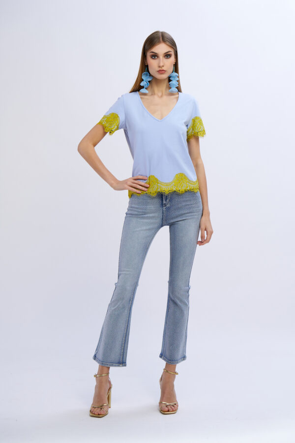 T-shirt maniche e fondo pizzo