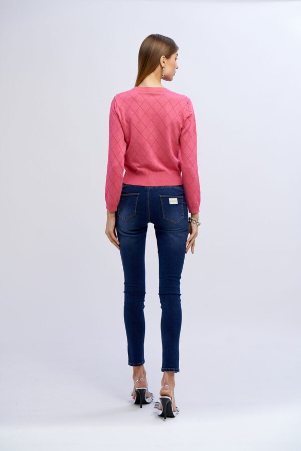 Cardigan punzonato con diamanti - immagine 2