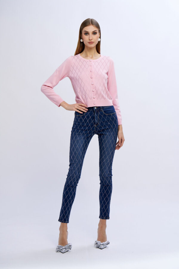 Cardigan rombi brillanti - immagine 4