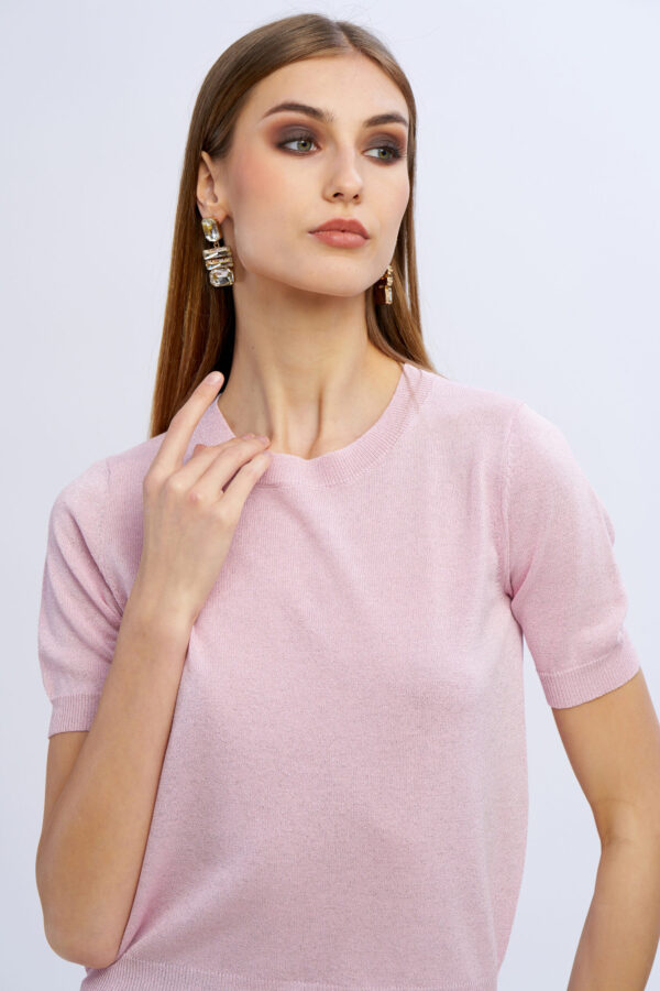 Lurex Crewneck Knit Top - Image 2