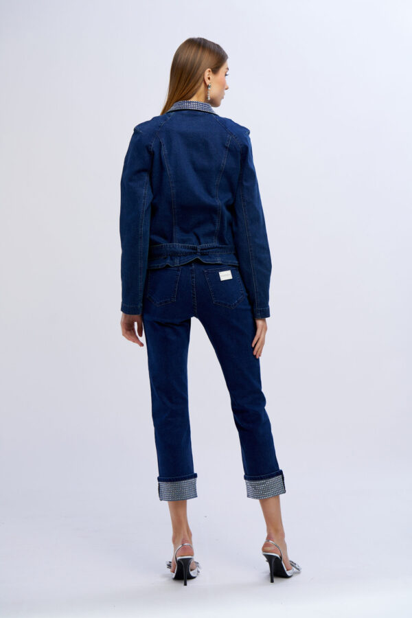 Giubbino jeans biker diamanti - immagine 2