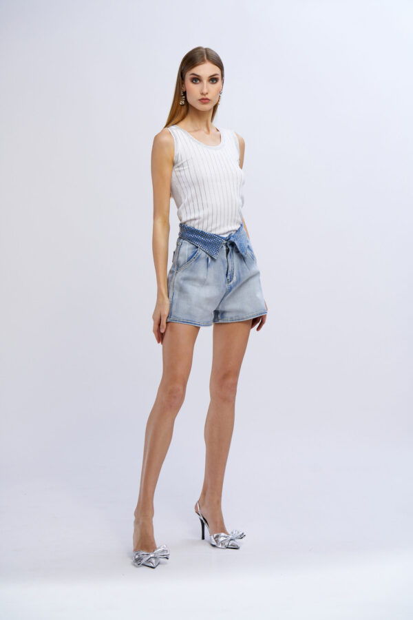 Shorts jeans diamanti - immagine 2