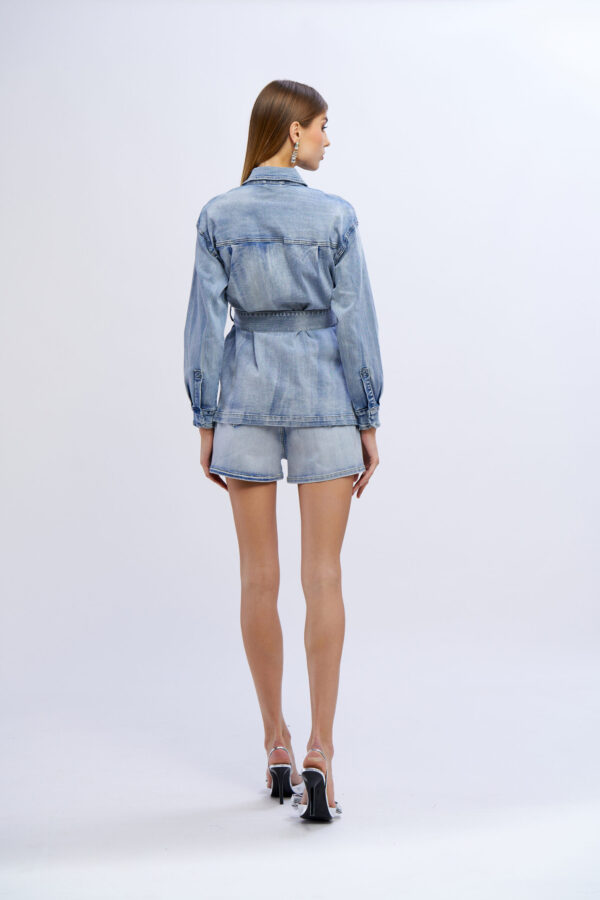Giacca jeans tascone diamanti - immagine 2