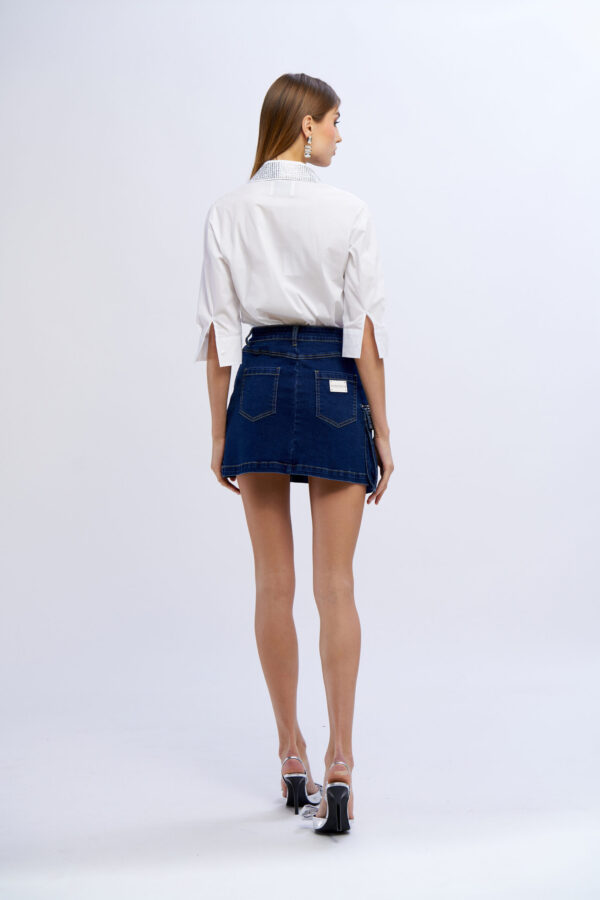 Gonna jeans tasche diamanti - immagine 2