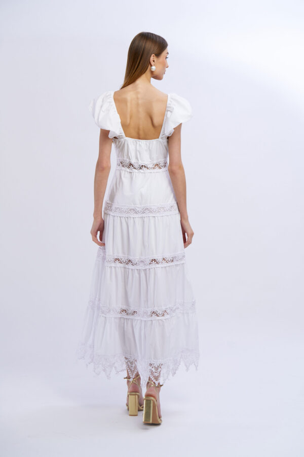 Long Cotton Heart-Shaped Neckline Dress - Image 2
