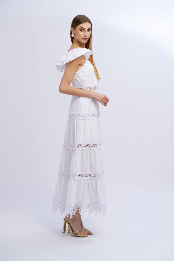 Long Cotton Heart-Shaped Neckline Dress - Image 4