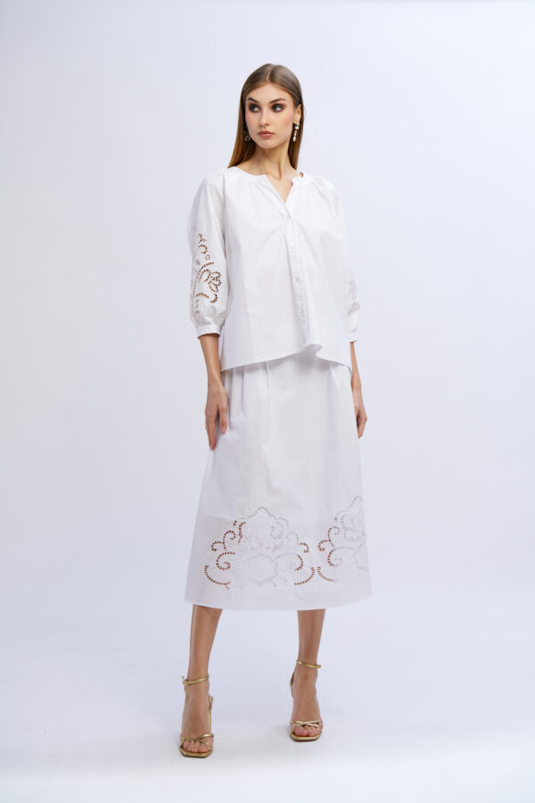 Camicia cotone maniche con inserto